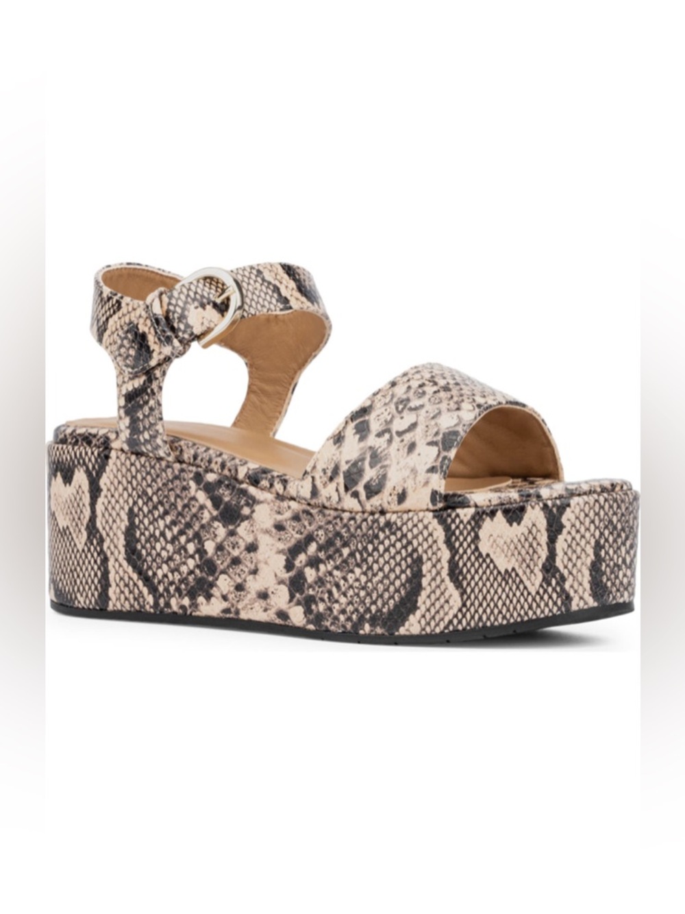 Aquatalia Dinah Luxe Platform Wedge Sandals Snake Print Blush